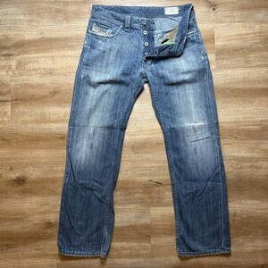 Diesel Larkee Jeans Men 31x30 Blue Straight Leg Made in Italy Cotton Denim 008CE